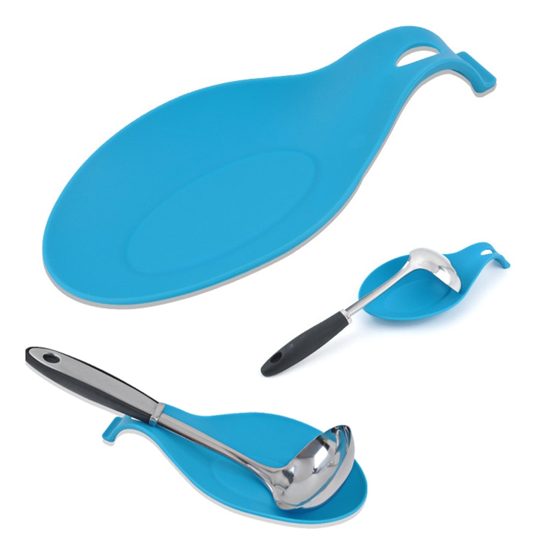 Kitchen Accessories Heat Resistant Silicone Spoon Rest Holder Drink Glass Coaster Tray Spoon Pad Eat Mat Kitchen Utensils Tools