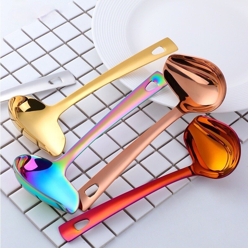 Cuillère à Sauce en acier inoxydable, cuillère à bec, petite louche à soupe, cuillère à huile, outil de cuisine