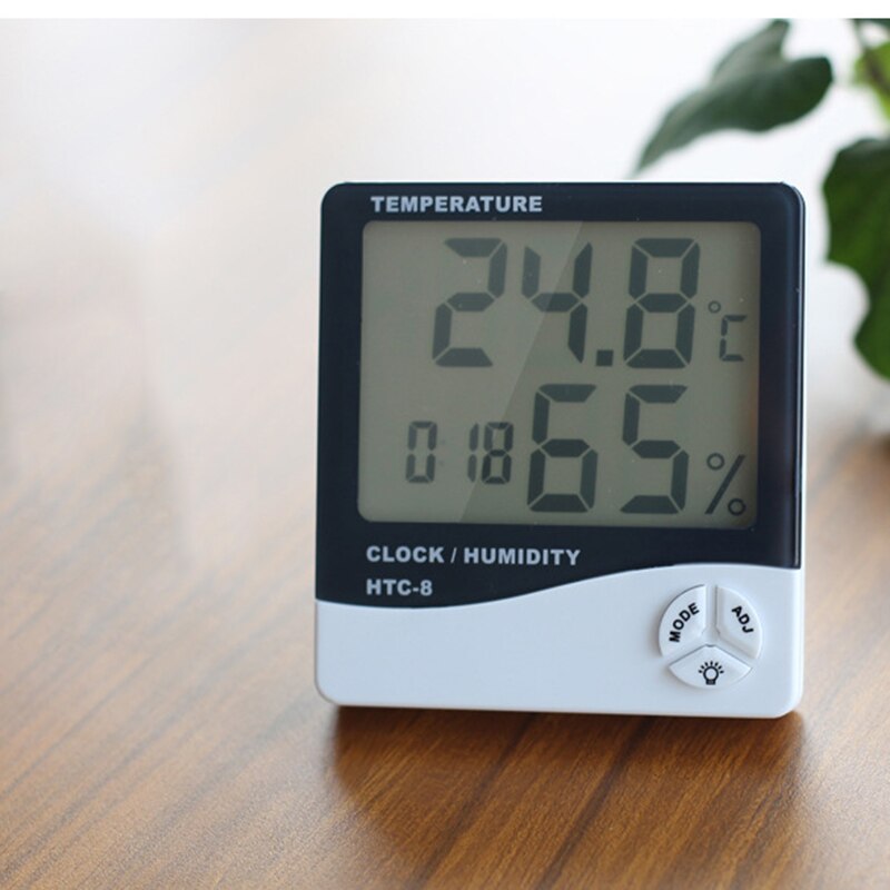 Digitalt termometer hygrometer indendørs udendørstemperatur fugtighedsmåler display sensor sonde vejrstation med lcd display: Htc -8