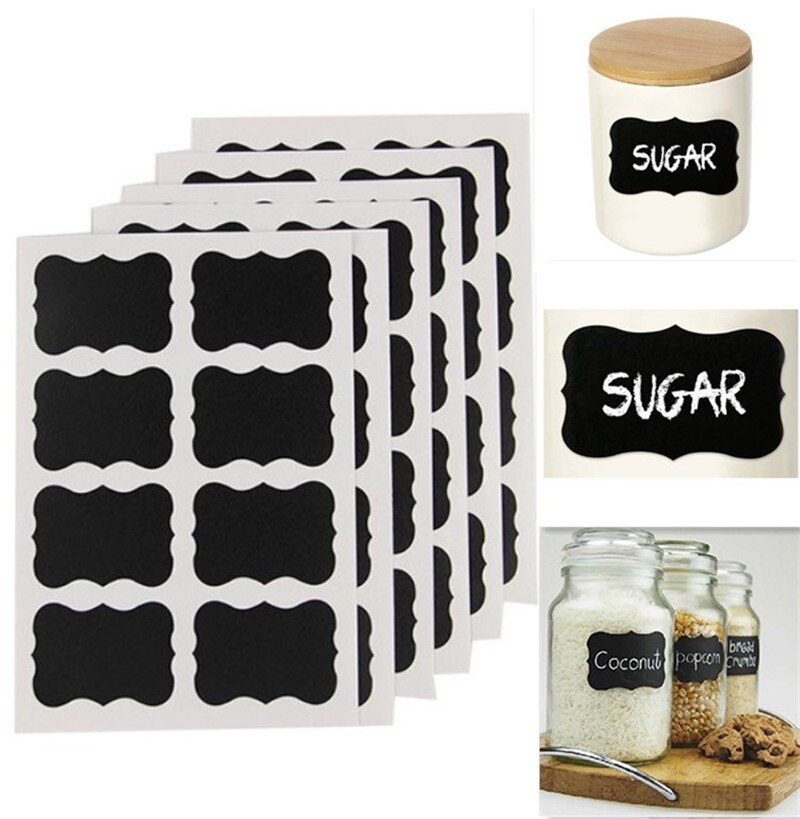 41Pcs/lot Blackboard Stickers Labels DIY White Liquid Chalk Kitchen Spice Jar Salt Pepper Organizer Labels Rewritable Pen Tool
