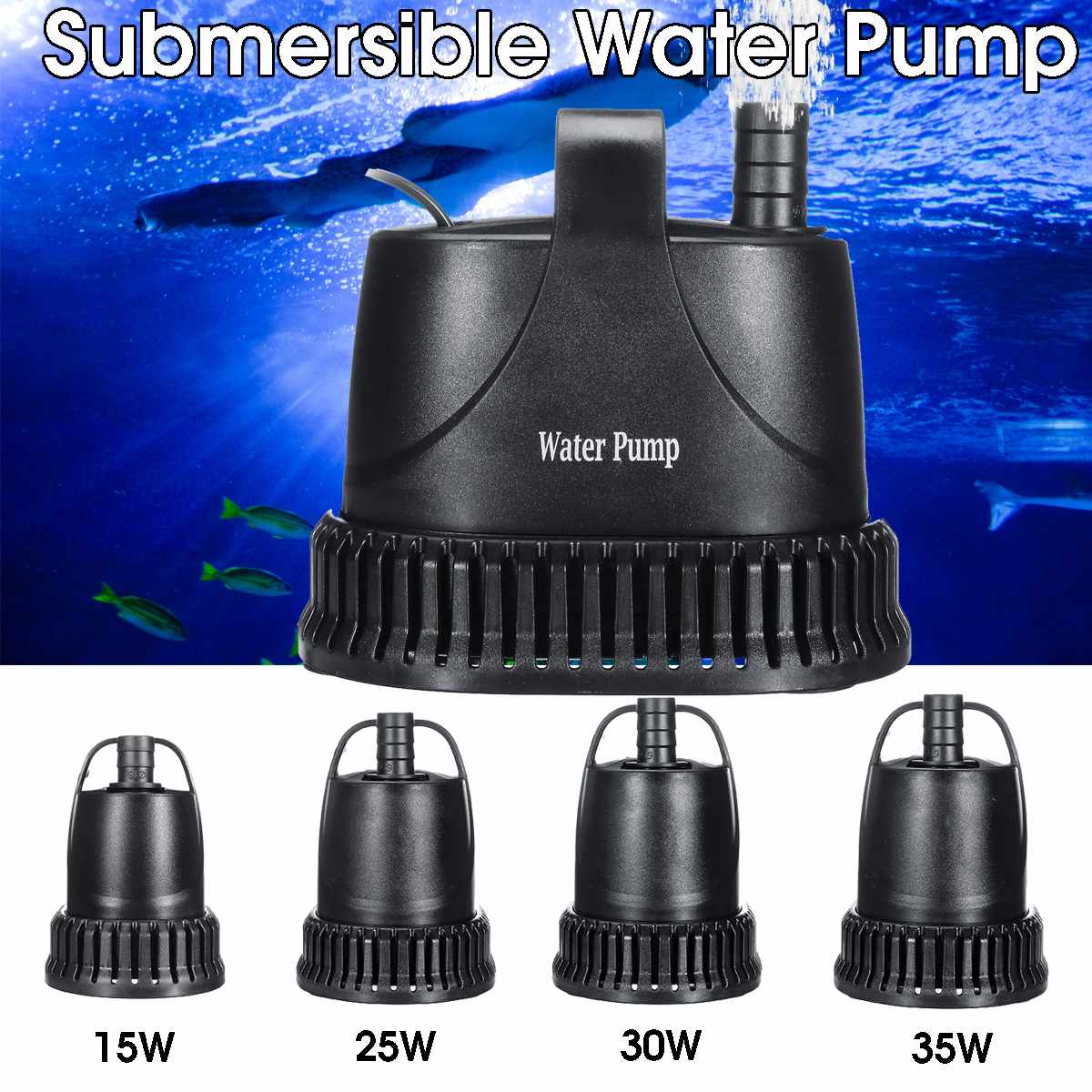 15w 25w 30w 35w vedenpitävä upotettava vesipumppu lampi akvaario kalasäiliö suihkulähde ominaisuus pumppu 2500l/ h säädettävä virtausnopeus pumppu