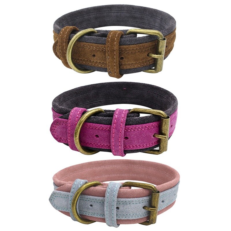 Soft Dog Collars Leather Padded Big Dog Pitbull Bulldog Collar Adjustable For Small Medium Large Dogs Beagle Collar Para Perro