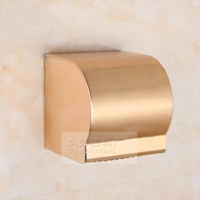 Guld plads aluminium badeværelse hardware sæt papirholder håndklæde bar kappe kroge toilet børste indehavere hylder badeværelse tilbehør: Papiræske