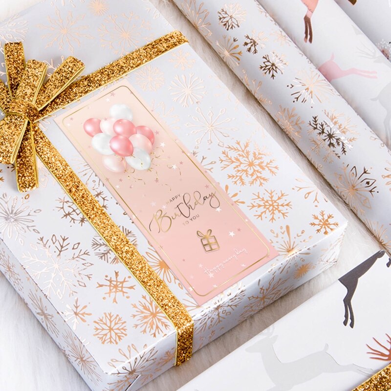 50pcs Happy Birthday Stickers Rectangle Box Sealing Labels Wrapping