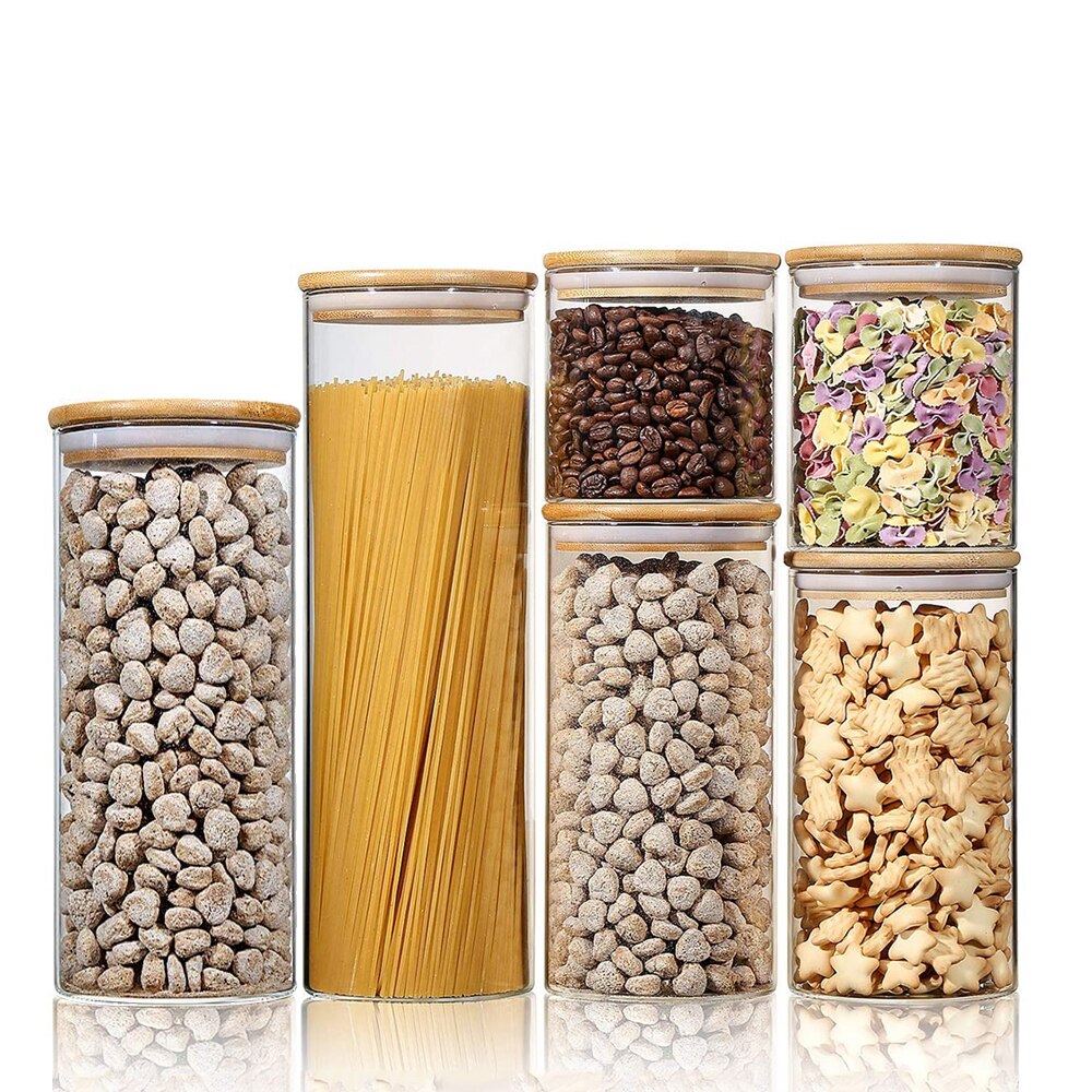Bocaux de stockage en verre pour céréales en vrac, pour Spaghetti, farine, café, sucre, bocal à épices de cuisine scellé pour multi-céréales