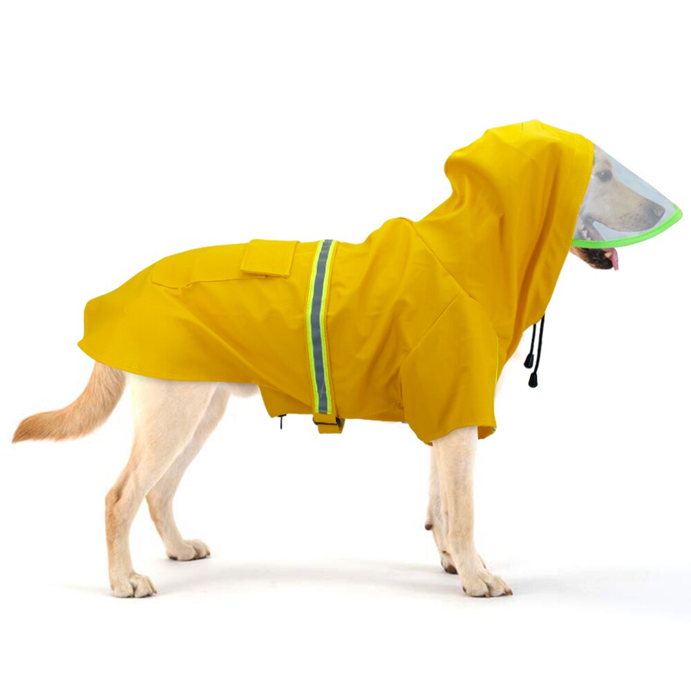 Cão capa de chuva reflexiva à prova doverall água cão geral com capuz roupas cão capa de chuva para médio grande pet golden retriever
