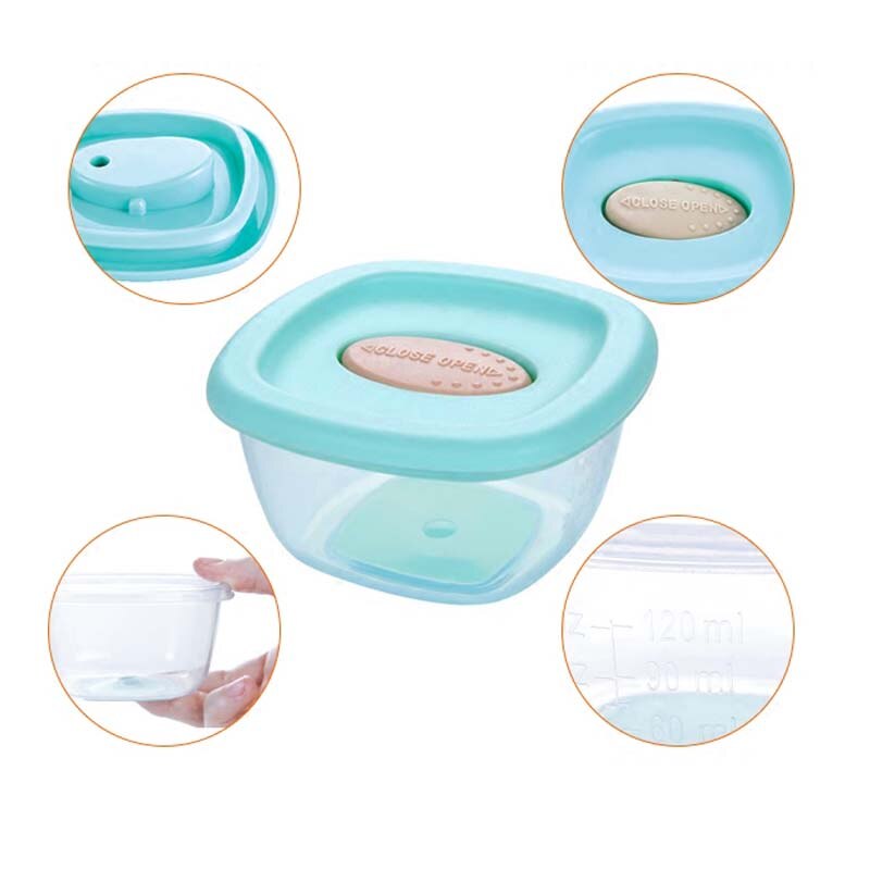 4Pcs Baby Food Containers Snack Box Kids Toddler Milk Powder Formula Dispenser BPA Free Blocks Freezer Storage Containers 4oz/PC