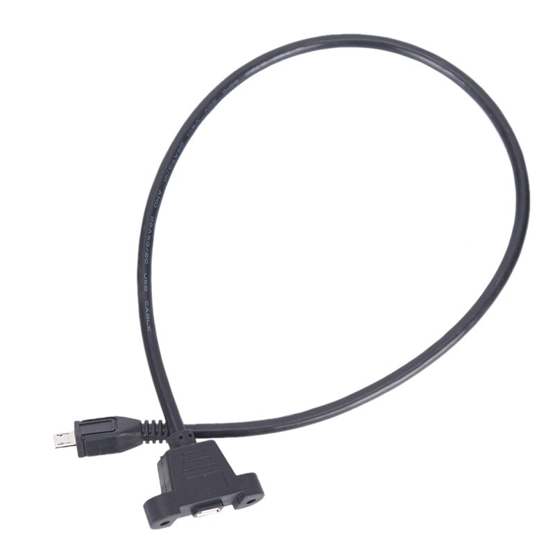 Micro USB 2.0 male connector to micro USB 2.0 female extension cable 30cm 50cm with screw panel mounting hole