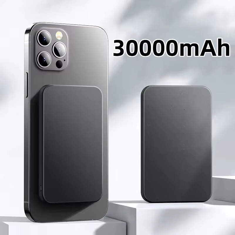 50000 mah trådlös magnetisk powerbankladdare snabbladdningsbar extern reservbatteri för apple iphone android: Röd