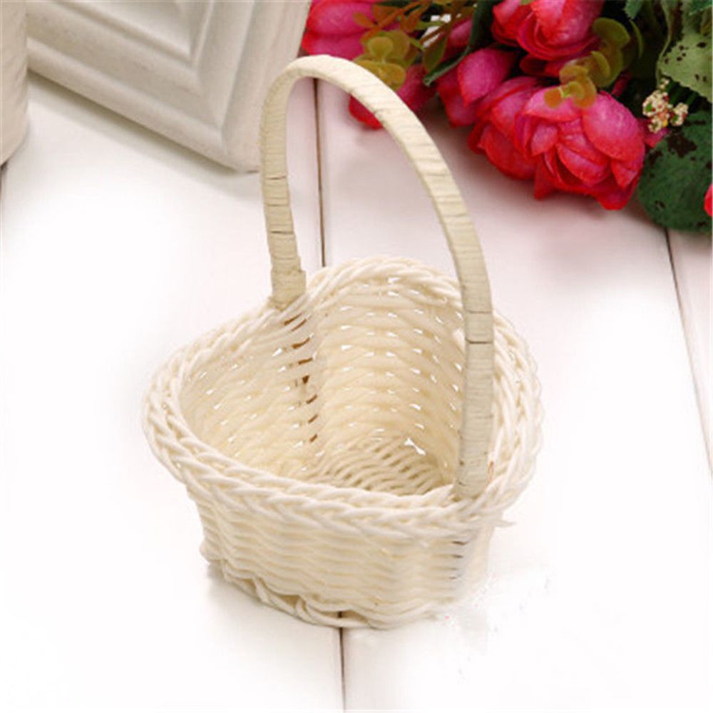 1Pcs Hand-woven Storage Baskets Mini Plastic Weaving Storage Baskets Fabric Flower Basket Fruit Rattan Cosmetics Tea Picnic Bags: 2