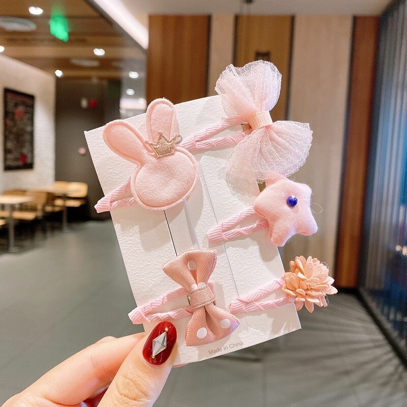 5 Teile/satz freundlicher Baby Nette Blume Bogen Stern Haar Clips Mädchen Karikatur Haarnadeln Barrettes Ornament freundlicher Haar Zubehör: Stil3