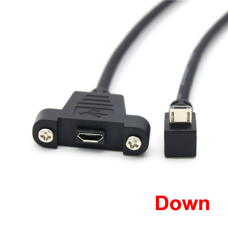 30 cm Micro-USB, 5-polig, 90-Grad-USB 2.0-Stecker auf Micro-Buchse, Verlängerungskabel, Rastermaß 27 mm, mit Schrauben, Loch für Schalttafelmontage: Lavendel