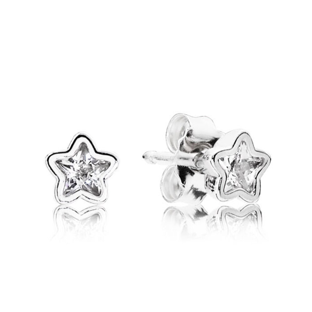 S925 Sterling Silver Simple Shiny Pave Heart Shaped Circle Stars Dazzling Drops Water Drops Forget Me Not Earrings: 290597CZ