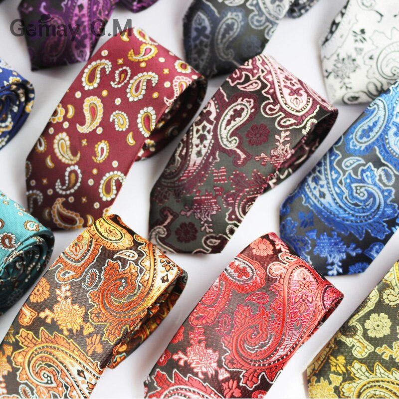 Modne męskie krawaty wąskie krawaty 6cm klasyczny wzór paisley krawat dla mężczyzn formalne formalne na wesele garnitur krawat żakardowe tkane krawaty