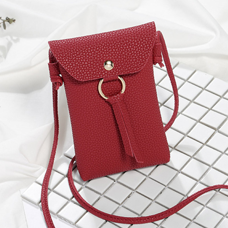 Femmes en cuir PU petit bandoulière sacs à main pour filles sac de messager Mini téléphone sacs dames sac à main sac à main: wine red