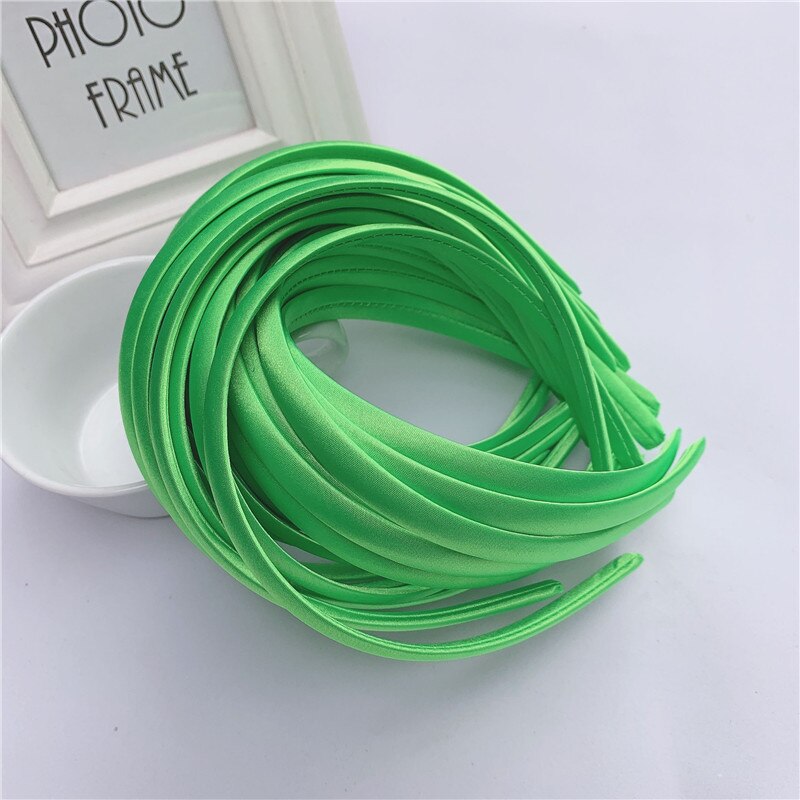 10pcs/lot Satin Covered Headband 12mm Wider Ribbon Hair Hoop Band Base For Hairbands Making Diy Girls Bow Hairwear Accessories: Green