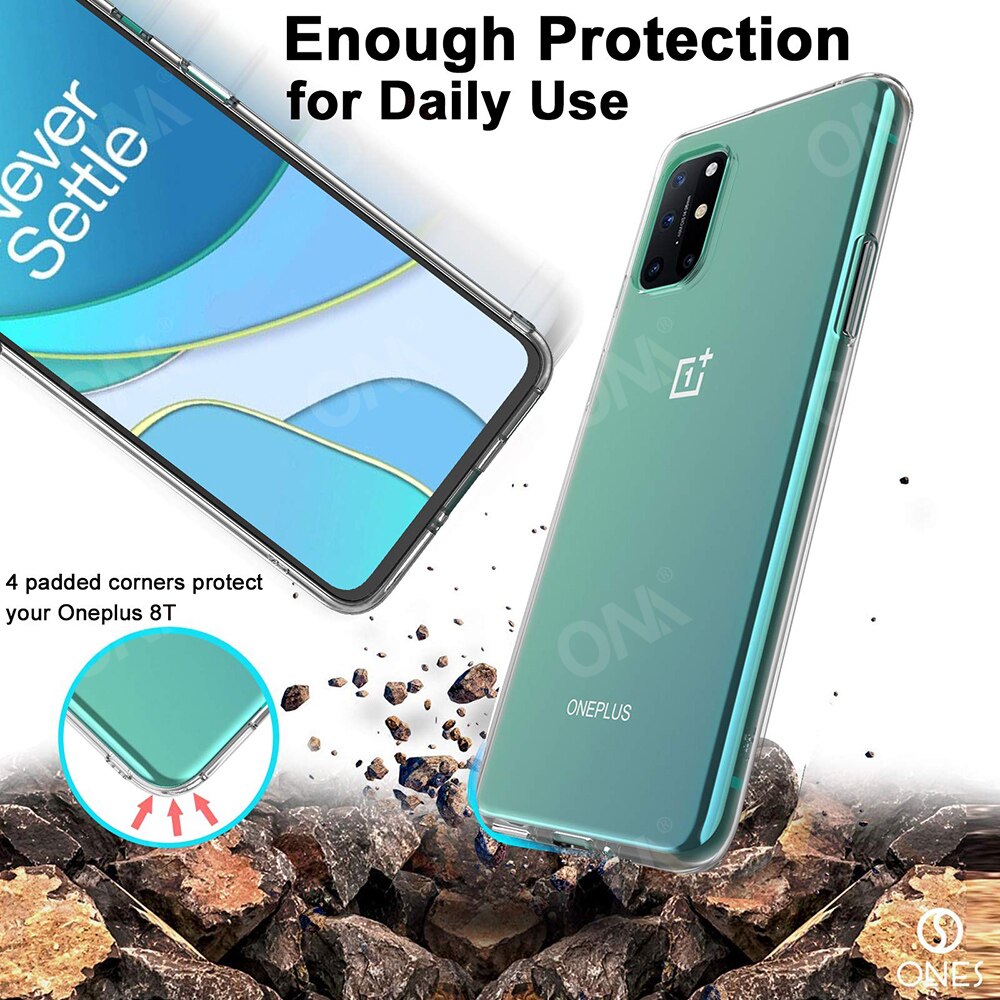 Coque pare-chocs transparente en Silicone TPU pour OnePlus, pour modèles 8T / 8T Plus 5G, 1 + 8T 5G, 6.55