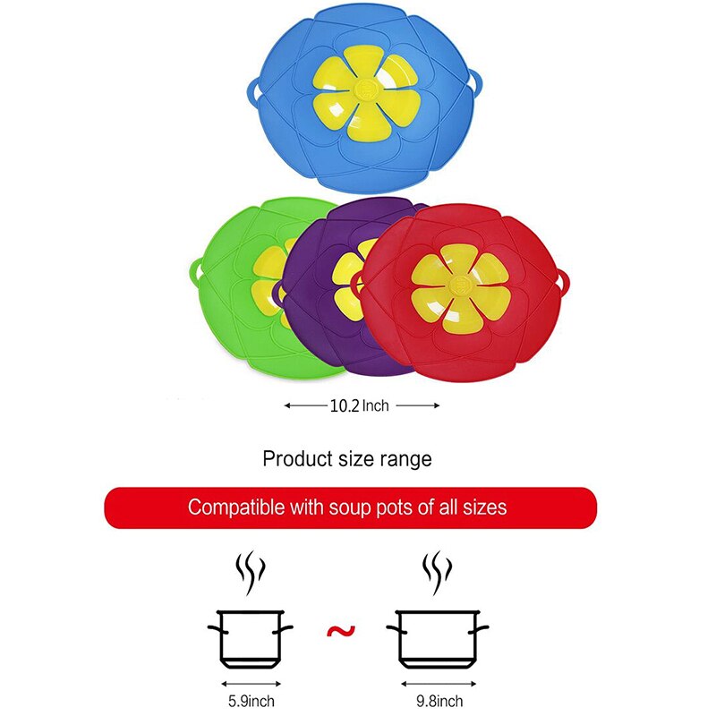 Spill Stopper Silicone Lids Cover Boil Over Safeguard Anti Spill Lid Cover Pot Pan Lid Multi-Function Cooking Kitchen Tools