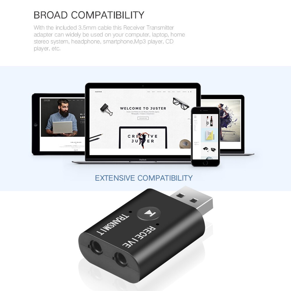 Odbiornik audio USB 5.0 zgodny z Bluetooth Nadajnik do komputera samochodowego TV Głośnik do laptopa Zestaw słuchawkowy Muzyka Audio Adapter bezprzewodowy