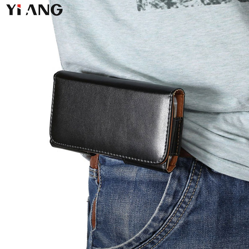 YIANG Pu-leder Taille Packungen lässig Männer Handytasche Taschen haken Schleife Gürtelclip Tasche Gürteltasche Schwarz praktisch Taschen