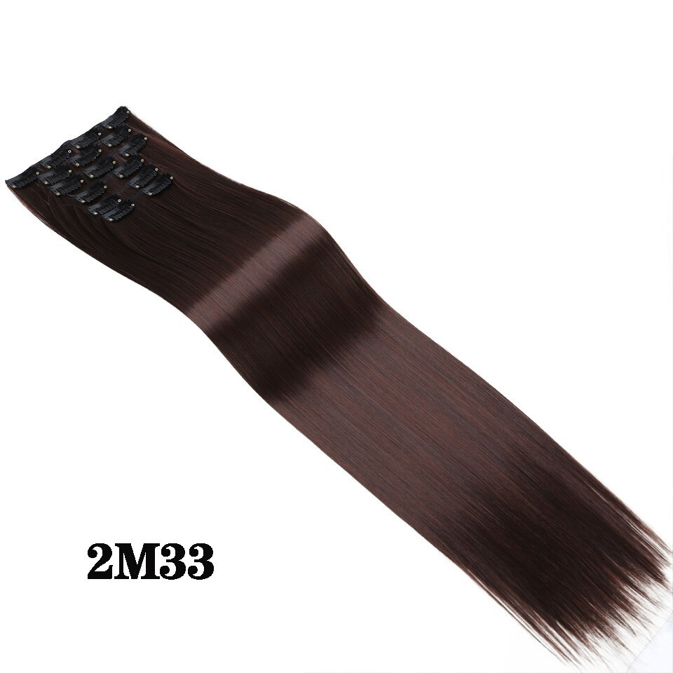 Houyan 6Pcs Pruik 16 Clips Hoge Temperatuur Vezel Lange Rechte Vrouwelijke Synthetisch Haar Uitbreiding Clip: 2M33