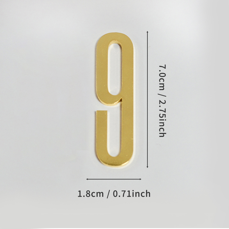 Gouden deurnummer met magneten 7 cm metalen huisnummer appartement deurnummer voor buiten hotel thuis brievenbuslabel: Saffier