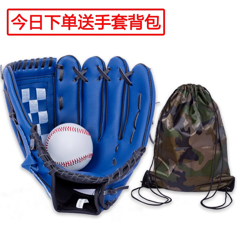 Luxe Lederen Honkbal Handschoen Rechterhand Pro Trainning Apparatuur Baseball Handschoen Praktijk Hand Guante Beisbol Sportkleding BY50BQ: Blauw / 12.5 inches