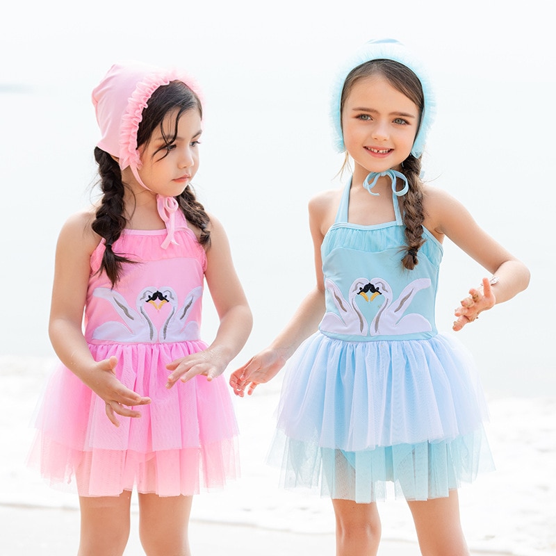 Kids Swimwear For Girls Child Female Bikini Children's Clothes Bathing Suits Children Swan Princess Dress Veil Swimsuit