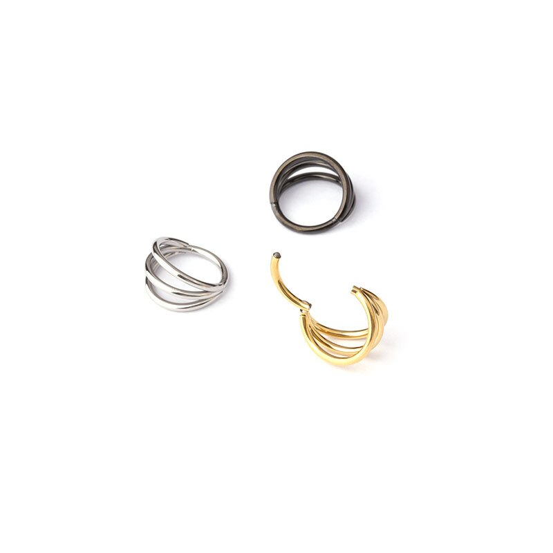 1Pcs 16G 316L Chirurgisch Staal Clicker Segment Hoepel Kraakbeen Oorbellen Nose Ring 8Mm/10Mm Drie lagen Helix Boby Piercing Sieraden