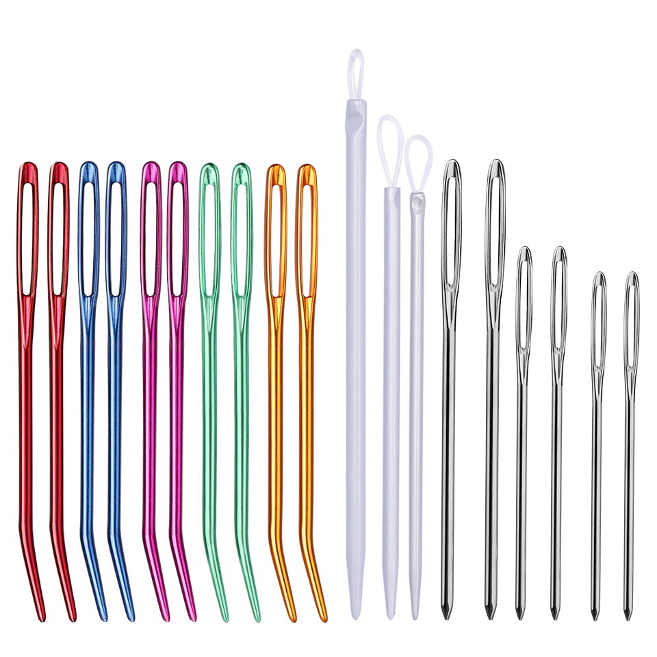 KRABALL Large Eye Blunt Yarn Needle Set Bent Tip Tapestry Needles for Yarn Hand Sewing and Knitting Crochet Tools Accessories: plum