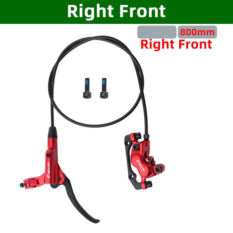 Zoom Hb876 Mtb 4 Piston Aluminium Alloy Hydraulic Oil Pressure Brake 800/1400mm Mountain Bike Brake With Resin Brake Pads: red right front