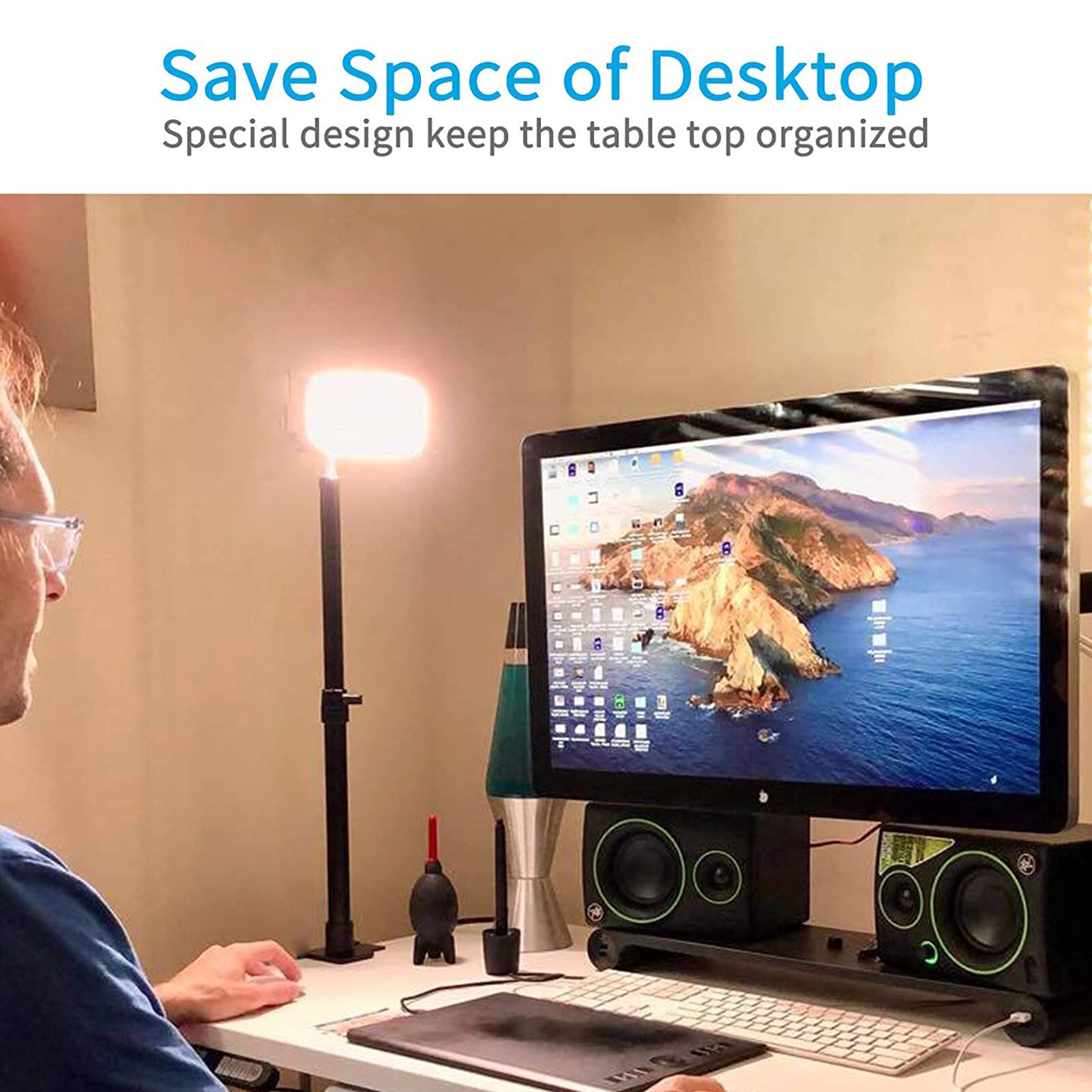 Adjustable Universal Table Desk Clamp Mount Stand 1/4' Screw Tip Tablet Bracket Foot For DSLR DC Camera Camcorder Ring Light