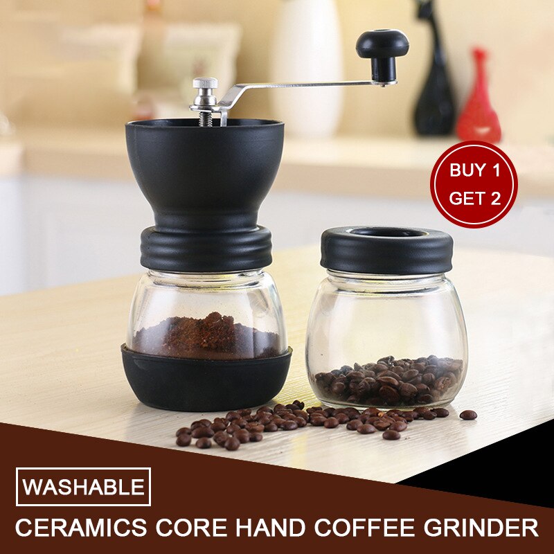 Handleiding Keramische Burr Conische Koffiemolen Met Twee Glazen Potten Opslag Voor Home Office Portable Espresso Grinder Keuken Gereedschap