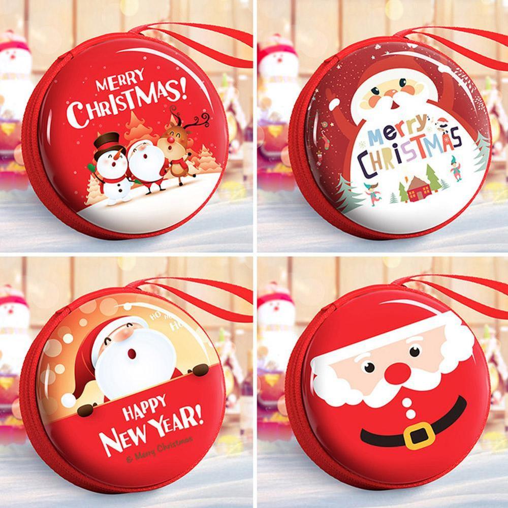 Leuke kerst portemonnee cartoon kinderen meisjes portemonnee oortelefoon organizer doos klein muntzakje kerst kerstman hanger