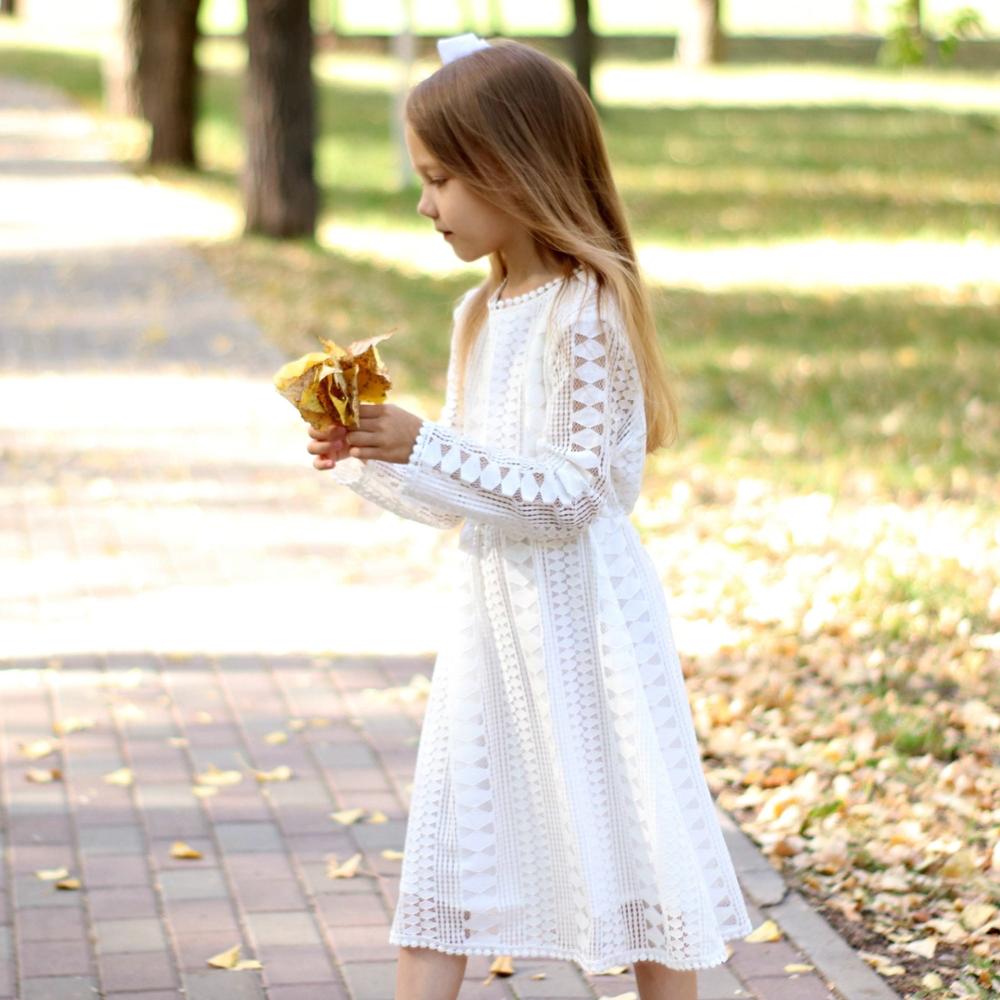 freundlicher Kleider Teenager Weiß Blau Hochzeit Party Kleid Spitze Mädchen Kleid Langarm freundlicher Kleidung Frühling Herbst 6 8 10 12 14 16