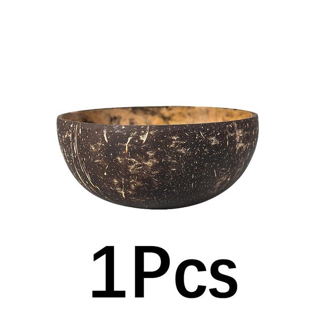 Eco Vriendelijke Natuurlijke Kokosnoot Kom Houten Ramen Fruit Salade Noedelkom Rijstkom Craft Decoration Leuke Soepkom Set: 1 bowl