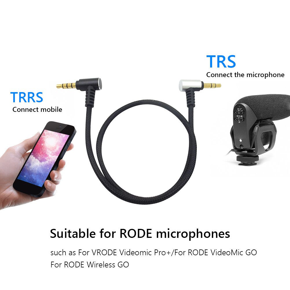 TRS to TRRS 3.5mm Microphone Cable for RODE Videomic Pro+/RODE VideoMic GO/RODE Wireless GO Smartphone Tablet Mic Converter