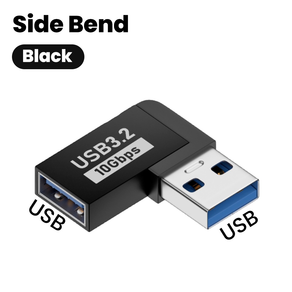 Adaptador de extensión de ángulo recto USB 3,2 macho a hembra de 90 grados, adaptador de codo hacia arriba USB de 10Gbps para conversión de conector de PC portátil
