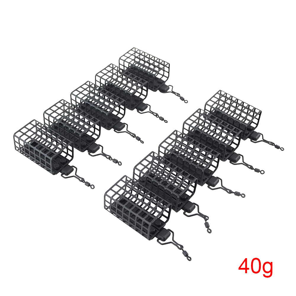 10x wędkarski podajnik klatka okrągły kwadrat dla karpia gruby mecz Barbel metalowe podajniki 20g 30g 40g 50g 60g: Pomarańczowy
