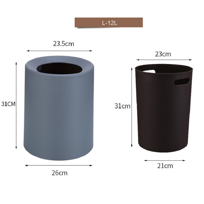Double-layer Waste Bins Plastic Matte Large Capacity 8L/12L Garbage Dust Bin Kitchen Office Trash Can Without Lid