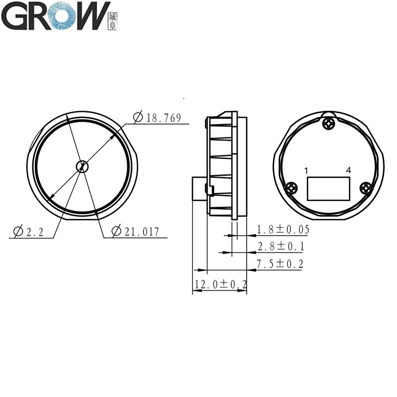 Grow  gm60- s ring indikator lys dåse styret lille rund uart interface 1d/2d stregkode qr kode stregkodelæser modul