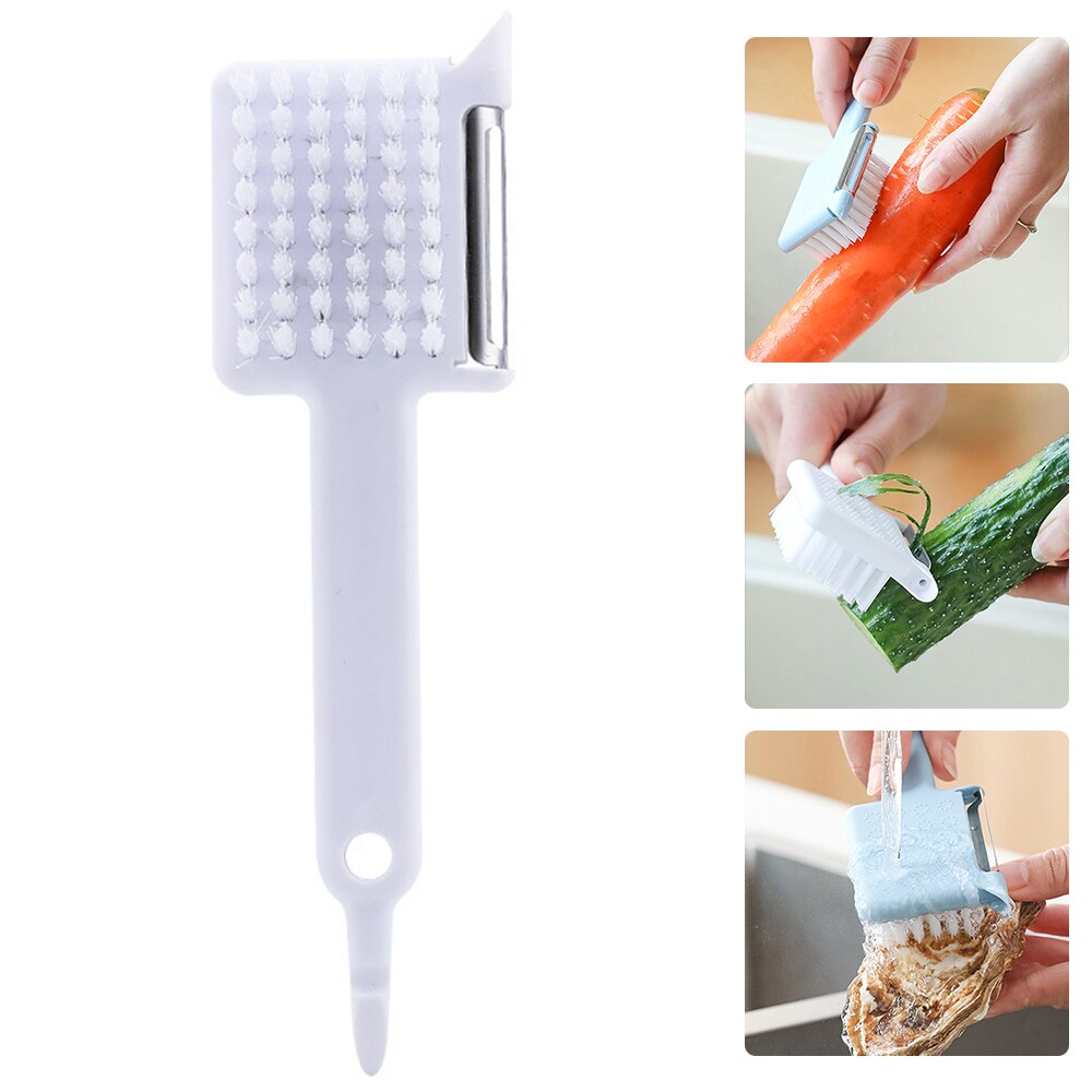 Neue 5 in 1 Handheld Kartoffel Schäler Dosenöffner Multifunktions Gemüse Obst Reinigung Pinsel Knoblauch Schleifen Reibe Küche Werkzeug: Weiß