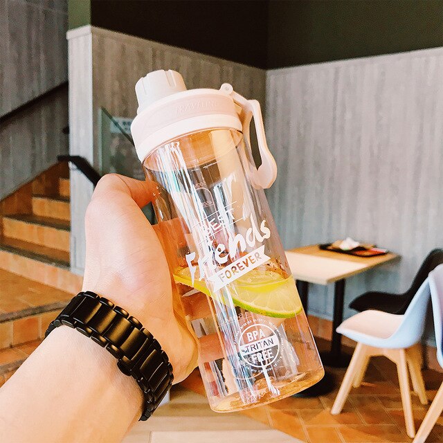 Kalebass sport utomhus gym flaska 430 650ml protein shaker plast ridning läckage säkra tätning vattenflaskor: 430ml / 1