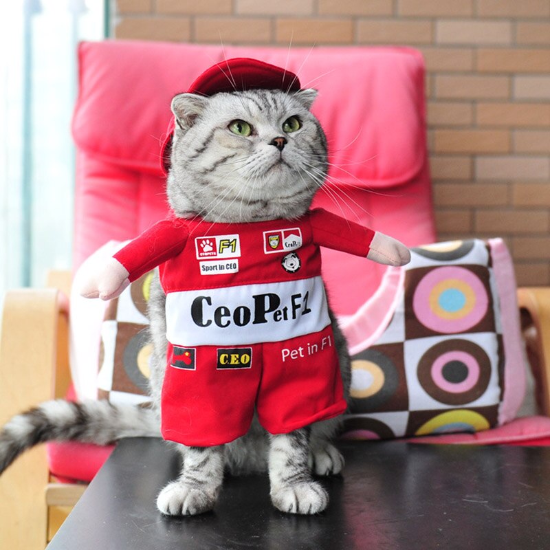 8 mönster rolig halloween katt kostym sjuksköterska polisläkare cosplay kostymer för små katter hundar chihuahua husdjur valp uniformskläder: Racer / L4