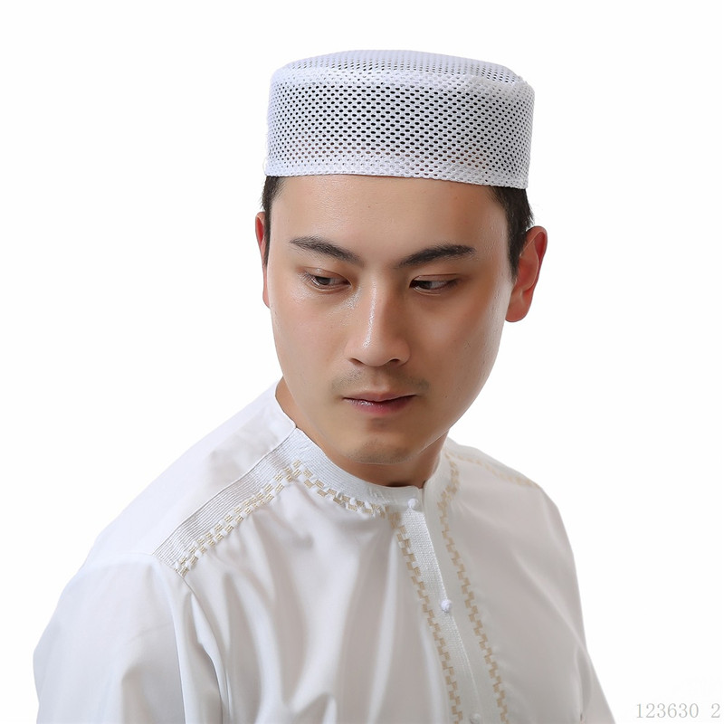 mesh Arab Men hat Jewish India Prayer Hat Breathable mesh Flat Top Innocent Hijab Cap For Man islamic male caps