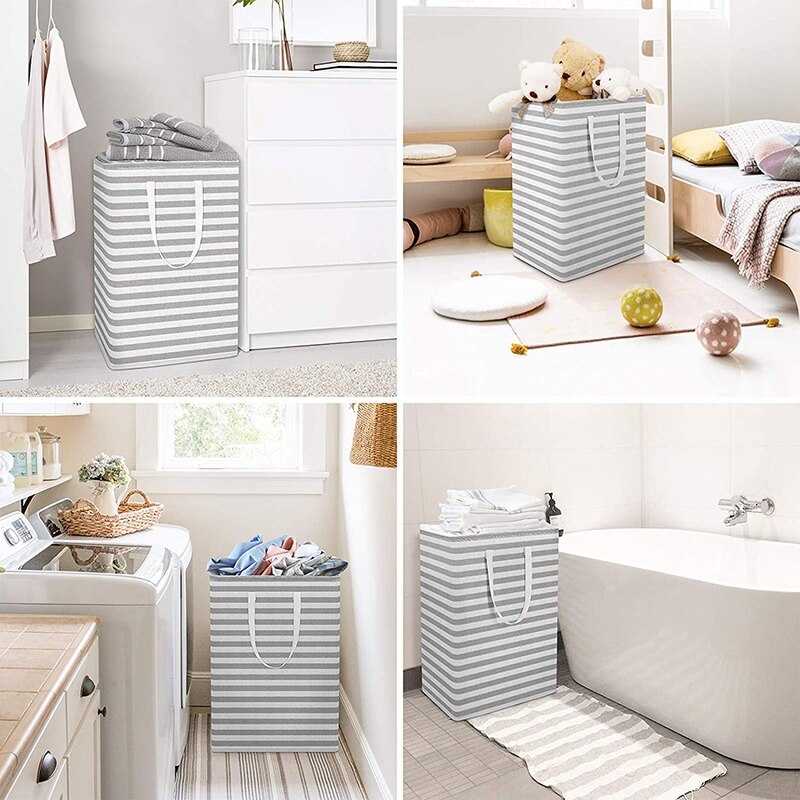 2Pcs Wasmand Inklapbare Grote Wasmanden Met Handgrepen Vrijstaande Waterdichte Kleding Wasmand