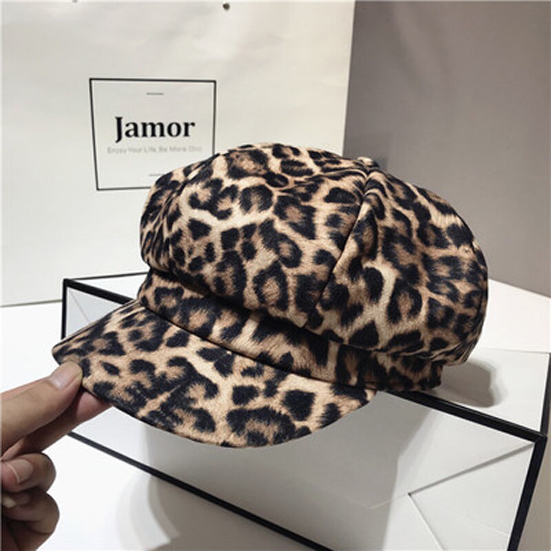 Foux casquette gavroche femme automne hiver chapeau léopard rétro multifonction béret boulanger peintre casquette octogonale étanchéité: Beige
