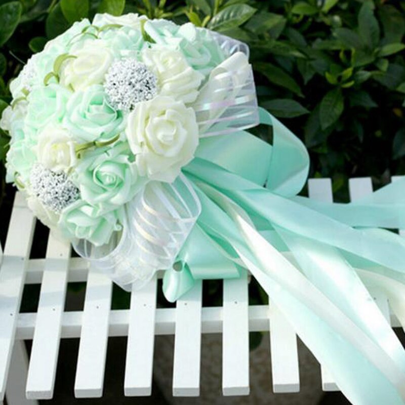 Mint Green Purple Pink Red Artificial flowers Wedding Bridesmaid Bouquets Wedding brooch bouquets Wedding Accessies
