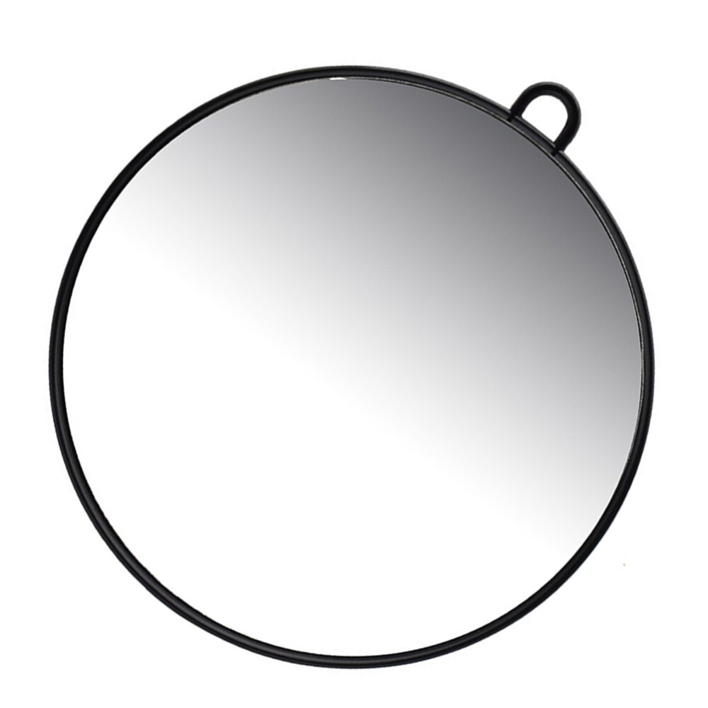 Rear View Makeup Mirror Practical Handheld Cosmetic Mirror Round Rear View Barber Mirror for Home Daily Use (Black)