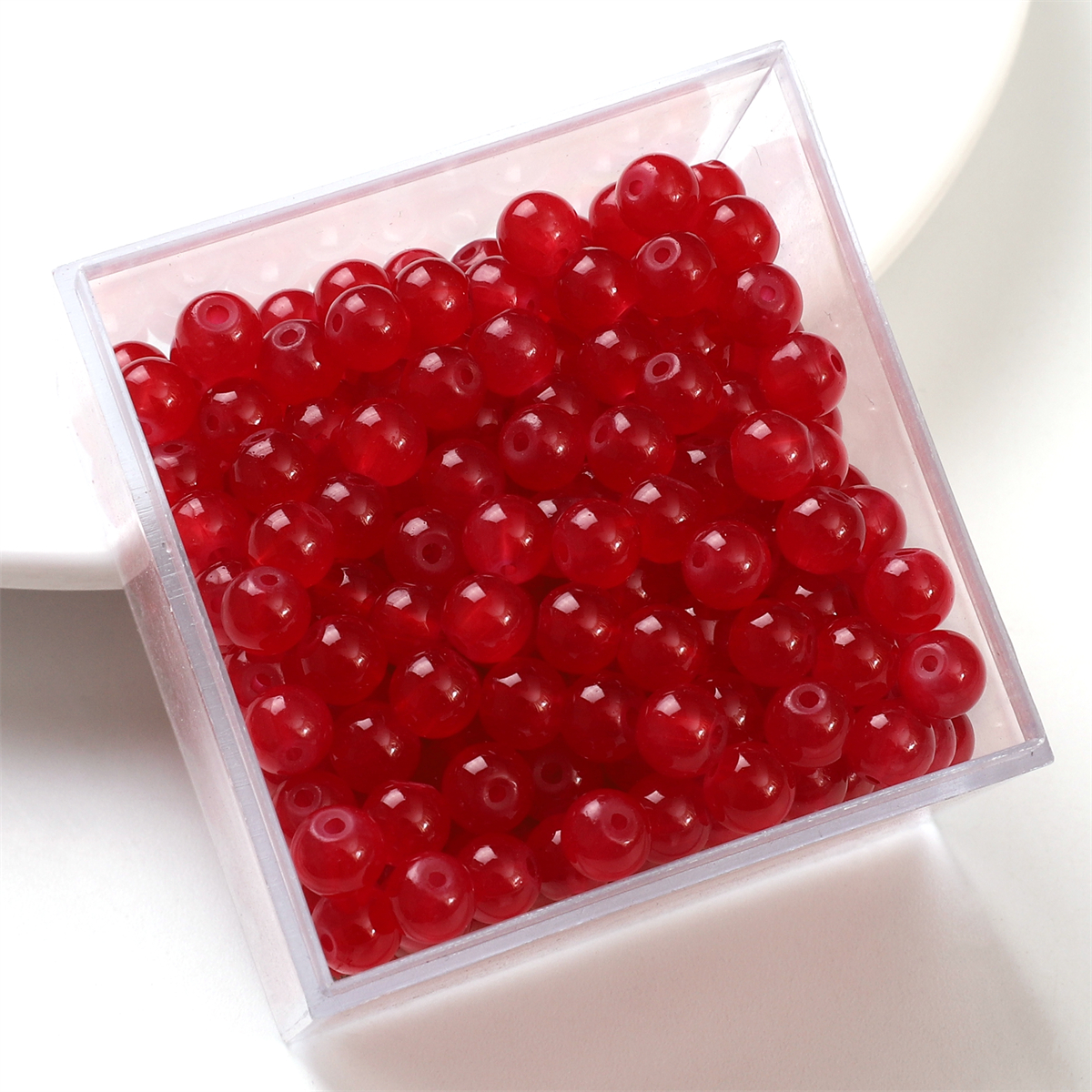 50pcs 6mm gelée de verre couleur unie Imitation Jade perles rondes perles en vrac bricolage à la main collier Bracelet perles bijoux accessoire: Argent